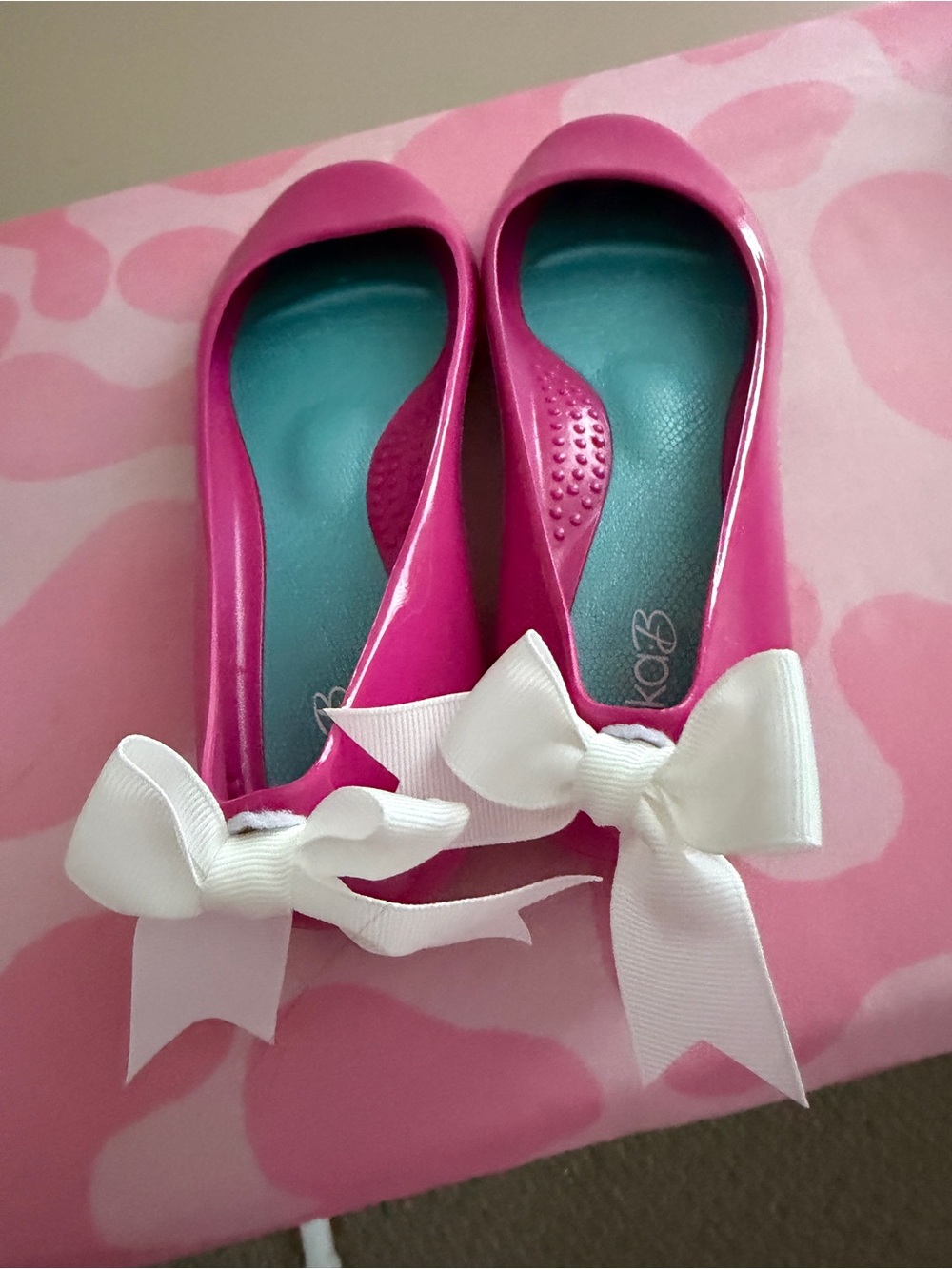 OKA b. Hot Pink Ballet Flats with White Bows